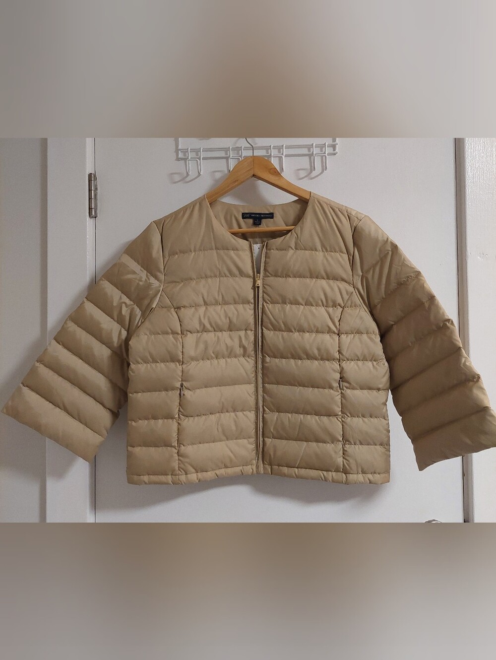 Brooks Brothers Tan Cropped Packable Puffer Jacket